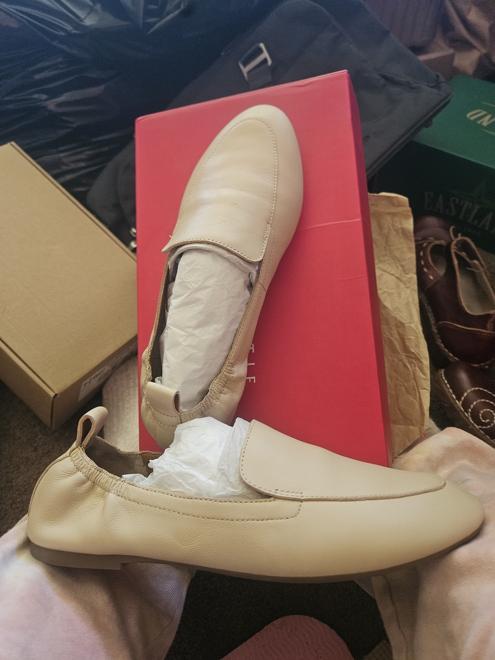 Lucky Brand Women's Beige Leather Slip-On Loafers